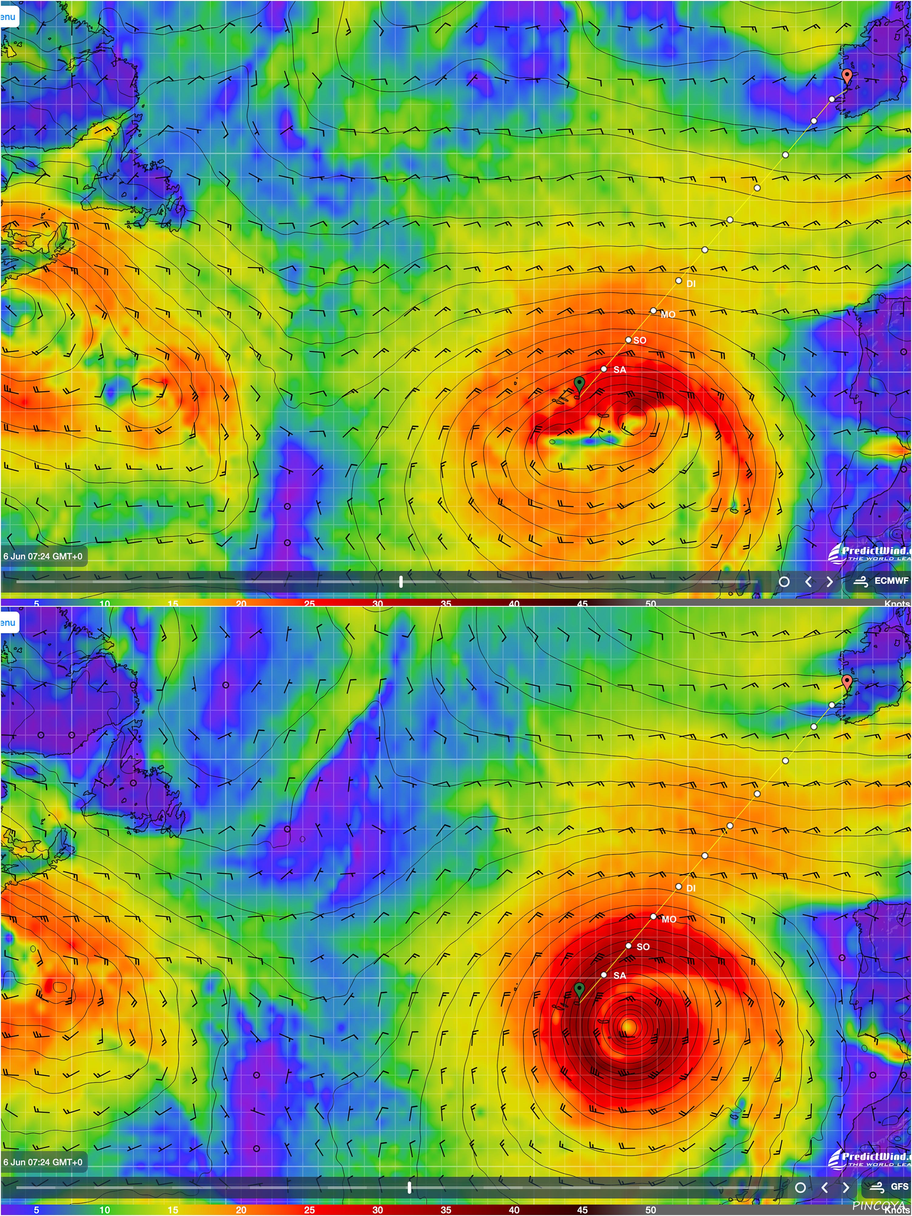 „Vorhersage vom 01.06. ECMWF und GFS“