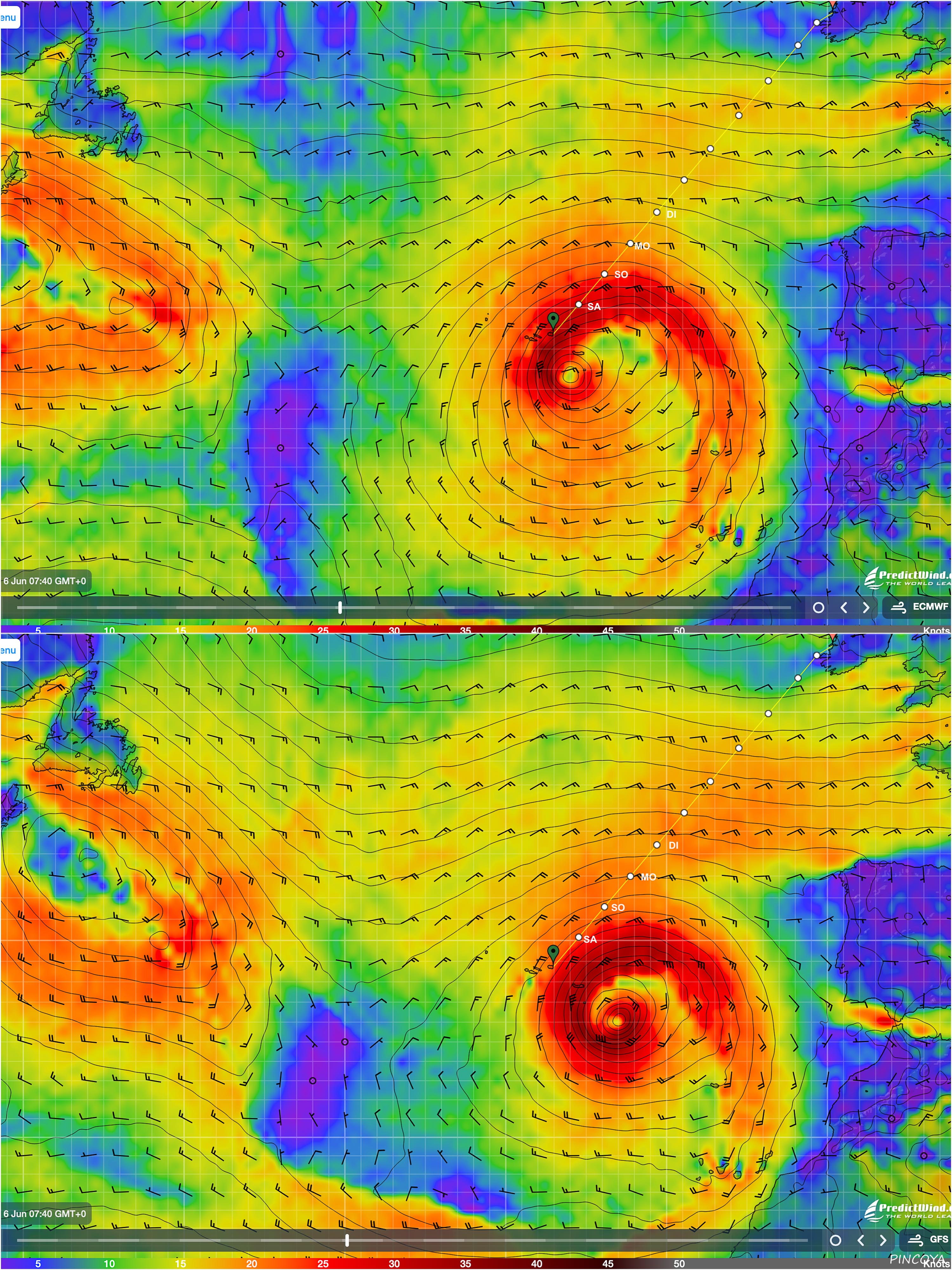 „Vorhersage vom 02.06. ECMWF und GFS“