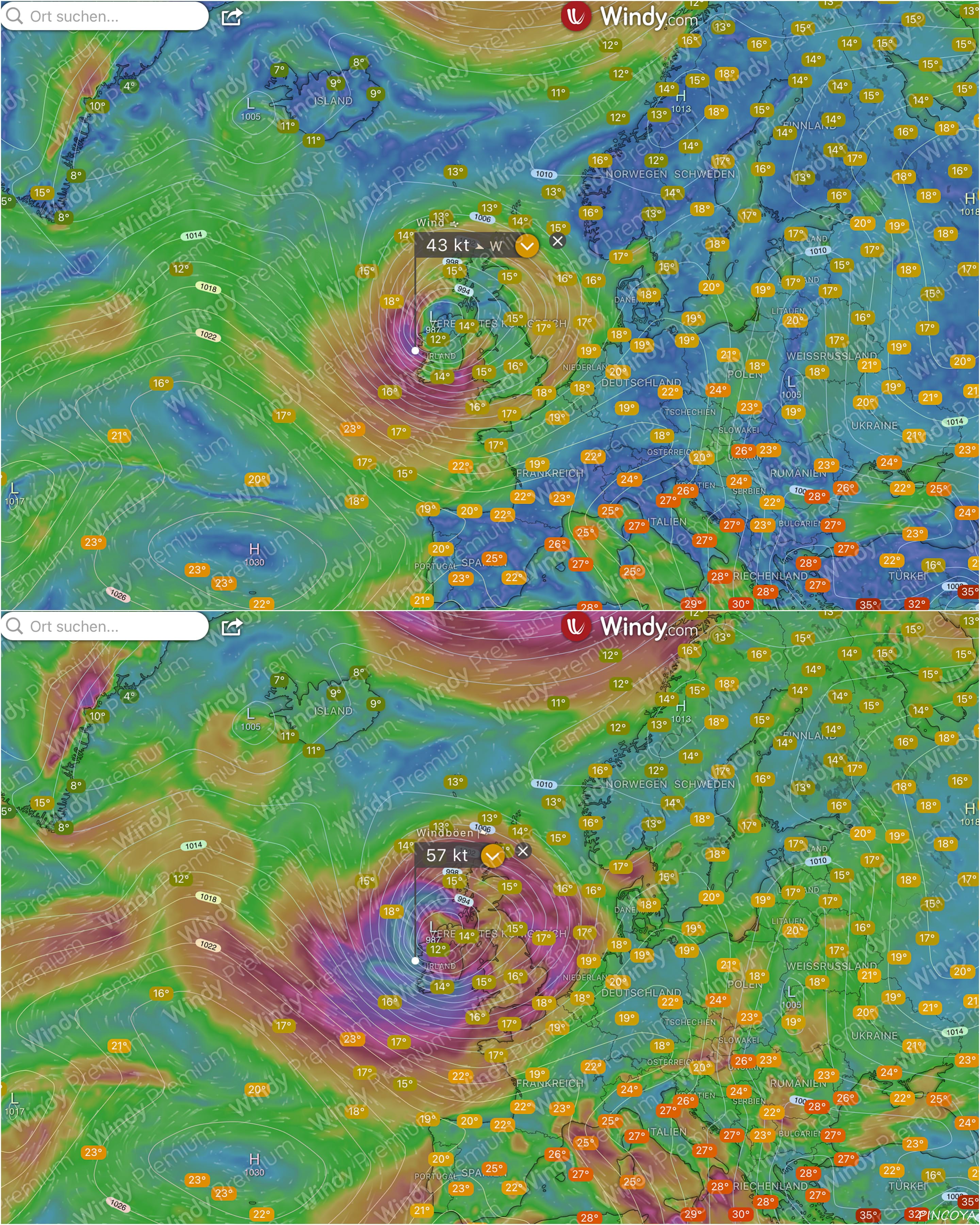 „Oben der mittlere Wind und unten die Böen. So oder so ähnlich sieht es alle paar Tage aus. “