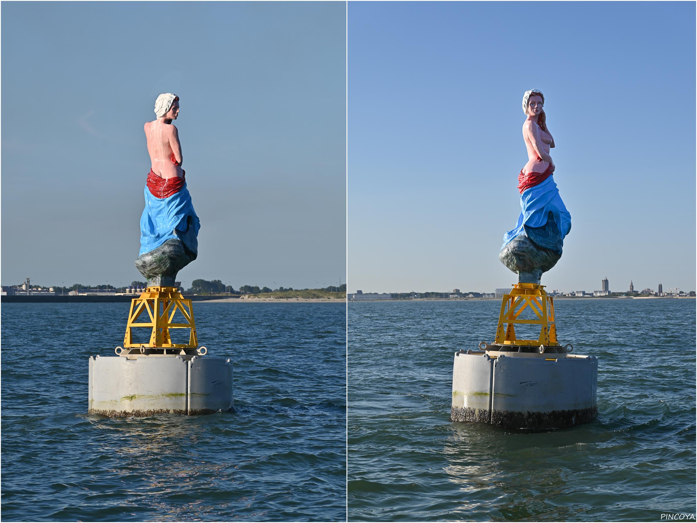 „La Sirène de Dunkerque, sie schaukelt vor der Hafeneinfahrt auf einer Art Fahrwassertonne vor sich hin.“