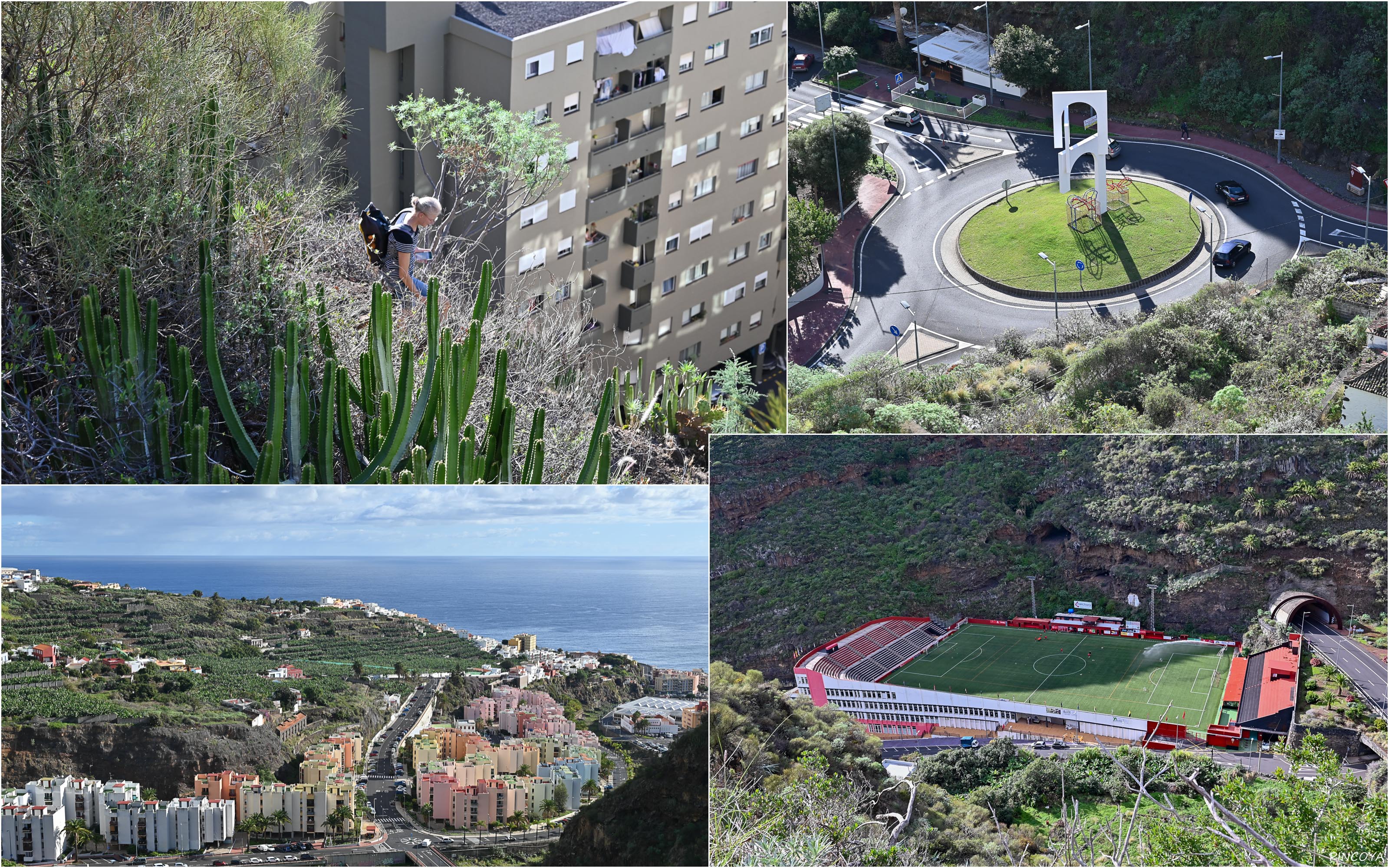 „Wir sind inzwischen hoch über Santa Cruz. Gerade Flächen sind auf La Palma rar, da muss man sich für das Fußballstadion schon was einfallen lassen 🙂.“