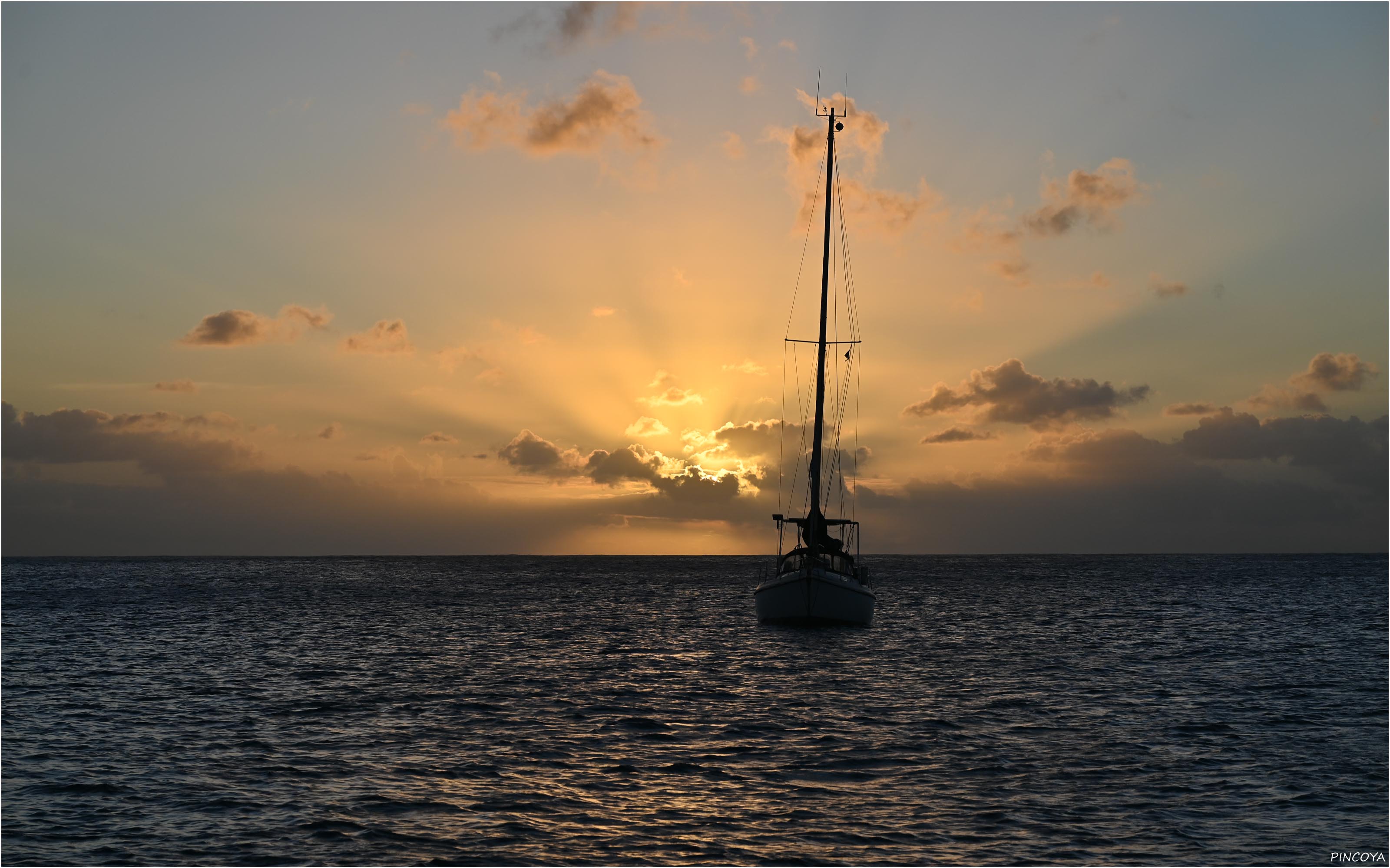 „Der erste Abend vor Anker seit den Kanaren.“