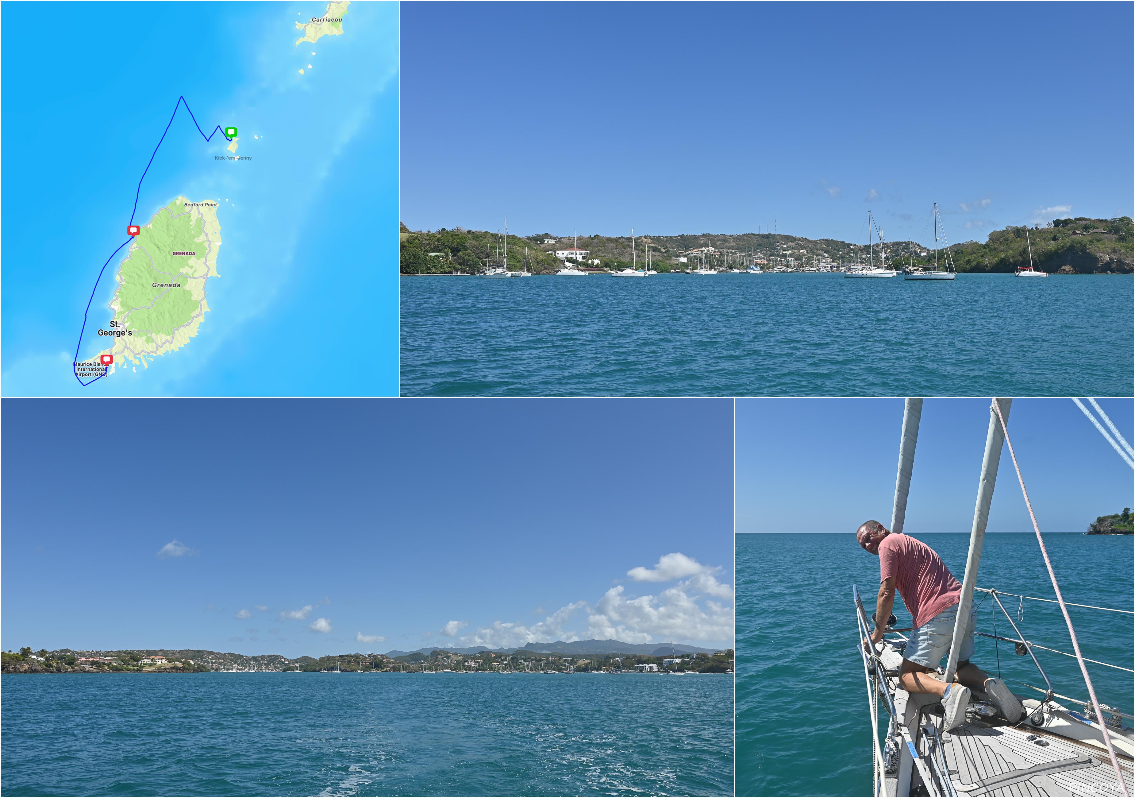 „von der Prickly Bay - > über die Maran Bay -> nach Ronde Island“